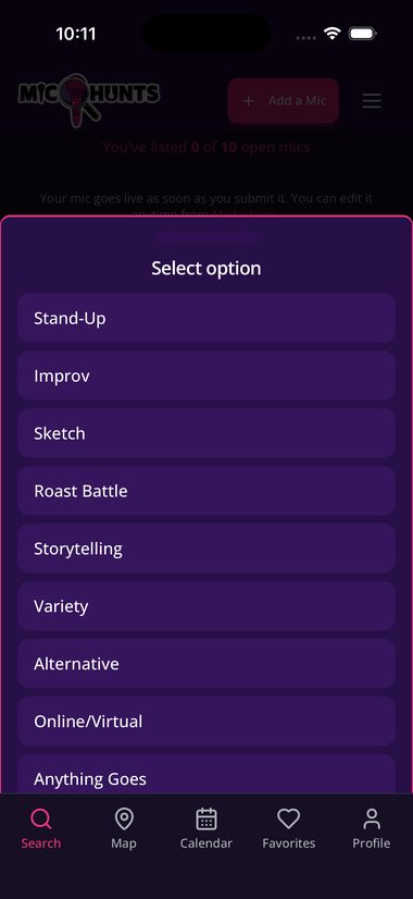 The category list