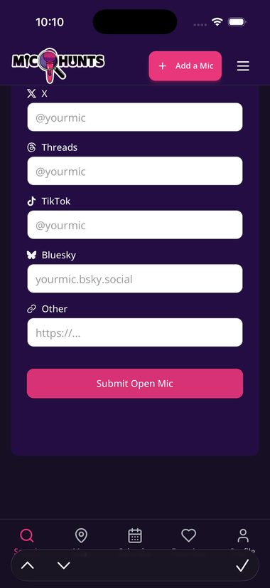 The Submit Open Mic button